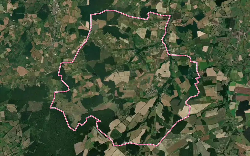 Vue satellite de Saint-Ennemond avec ses contours administratifs