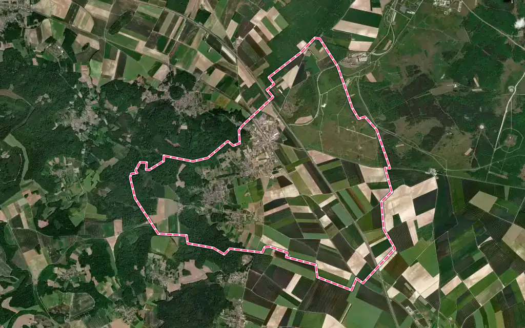 Vue satellite de Saint-Erme-Outre-et-Ramecourt avec ses contours administratifs