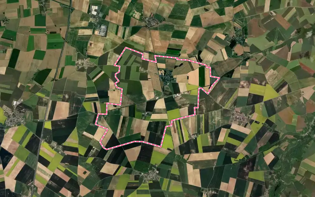 Vue satellite de Saint-Escobille avec ses contours administratifs