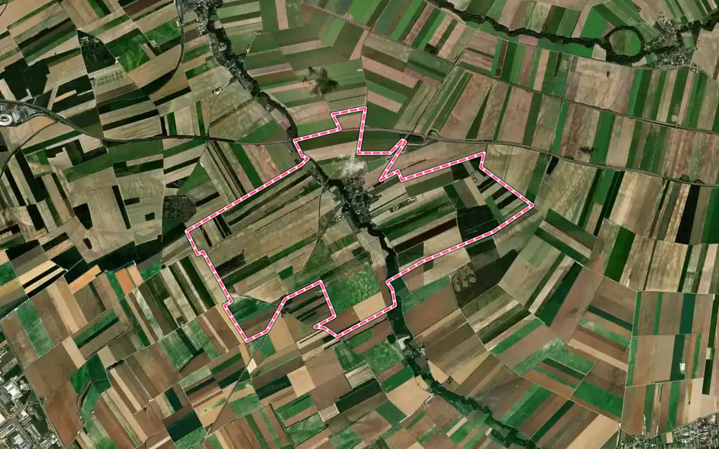 Vue satellite de Saint-Étienne-au-Temple avec ses contours administratifs