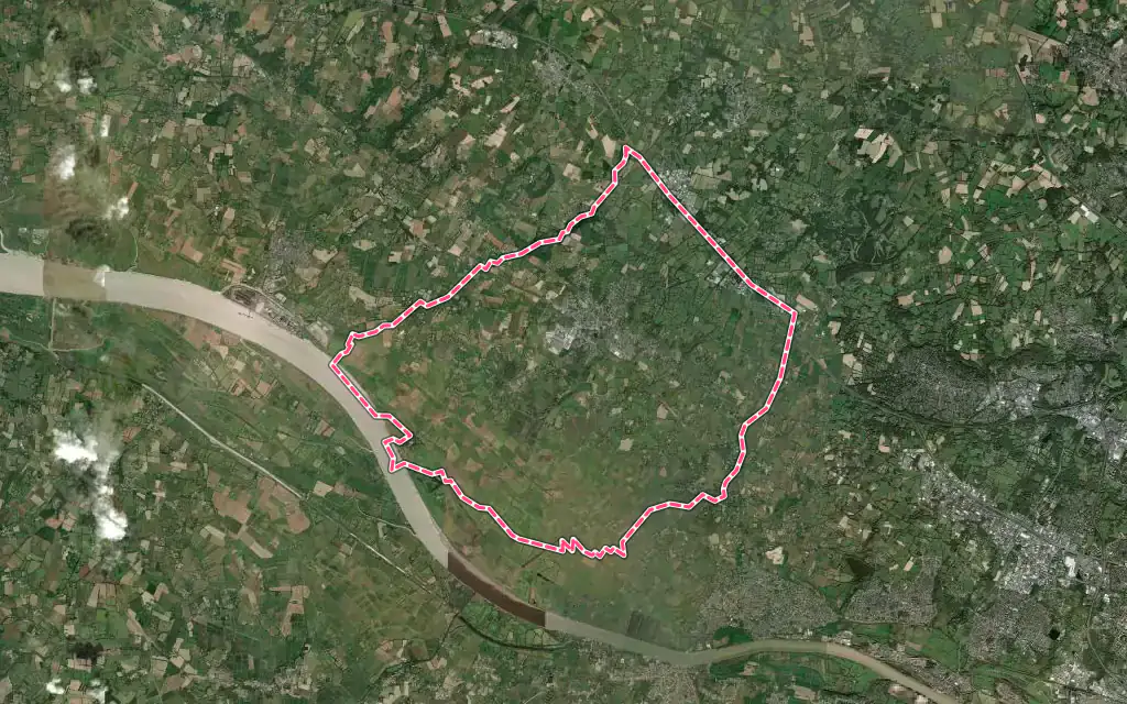 Vue satellite de Saint-Étienne-de-Montluc avec ses contours administratifs