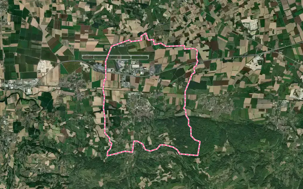 Vue satellite de Saint-Étienne-de-Saint-Geoirs avec ses contours administratifs