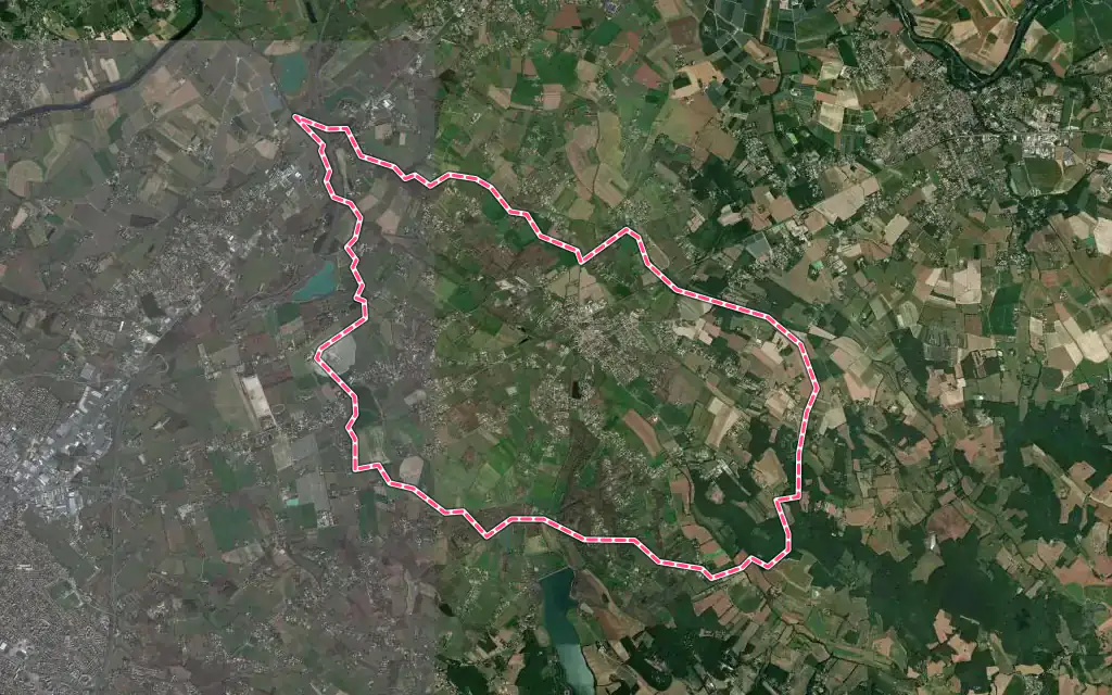 Vue satellite de Saint-Étienne-de-Tulmont avec ses contours administratifs
