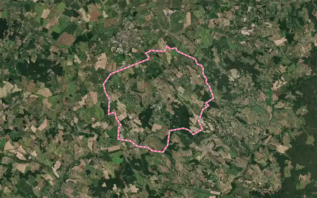 Vue satellite de Saint-Étienne-de-Villeréal avec ses contours administratifs