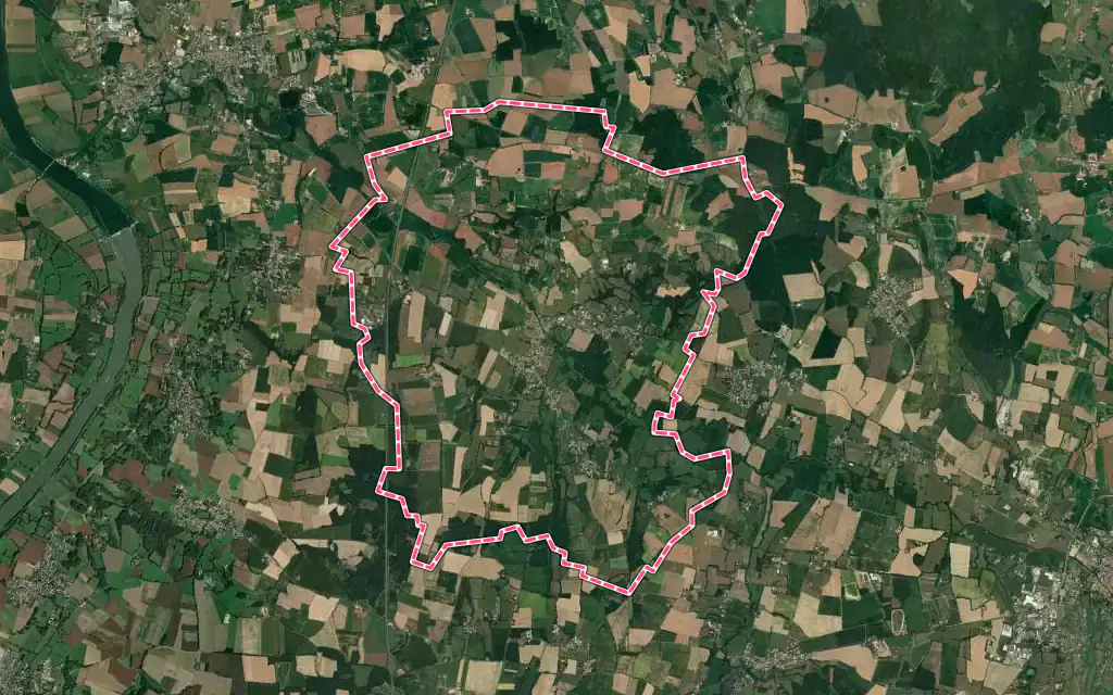 Vue satellite de Saint-Étienne-sur-Chalaronne avec ses contours administratifs