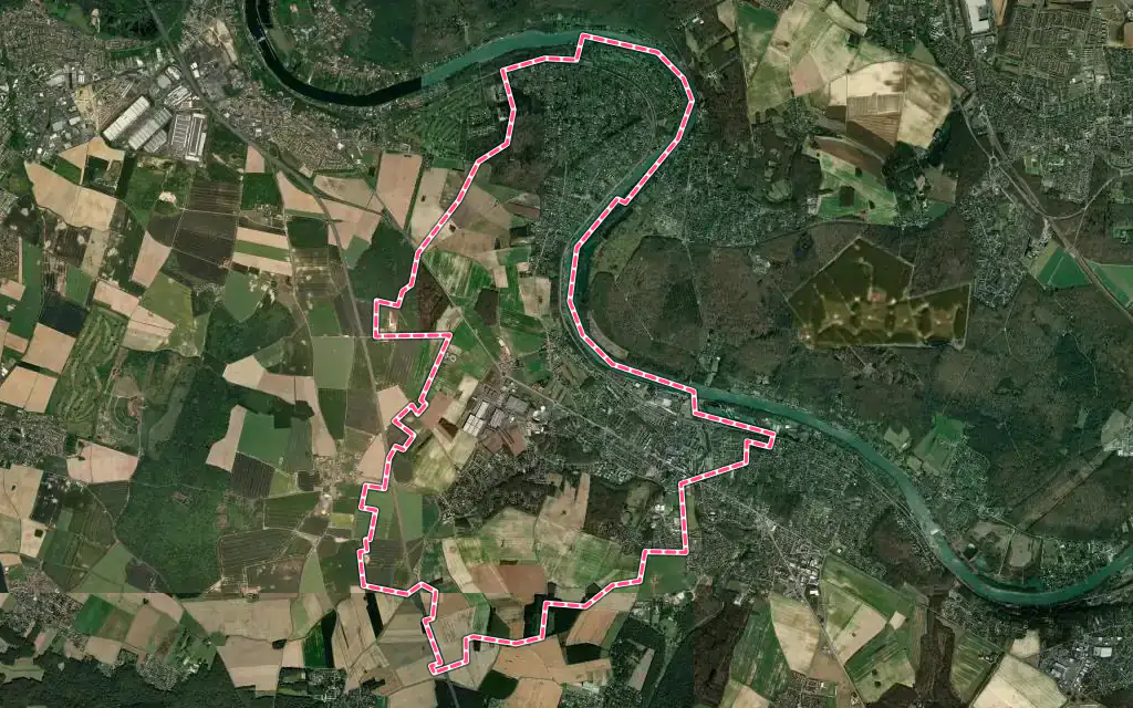 Vue satellite de Saint-Fargeau-Ponthierry avec ses contours administratifs