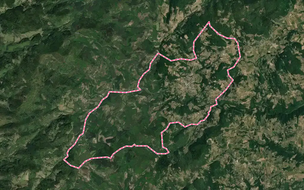 Vue satellite de Saint-Félicien avec ses contours administratifs