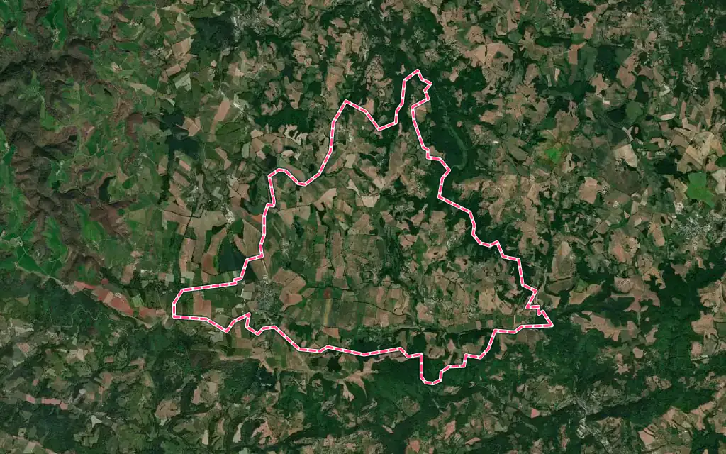 Vue satellite de Saint-Félix-de-Lunel avec ses contours administratifs