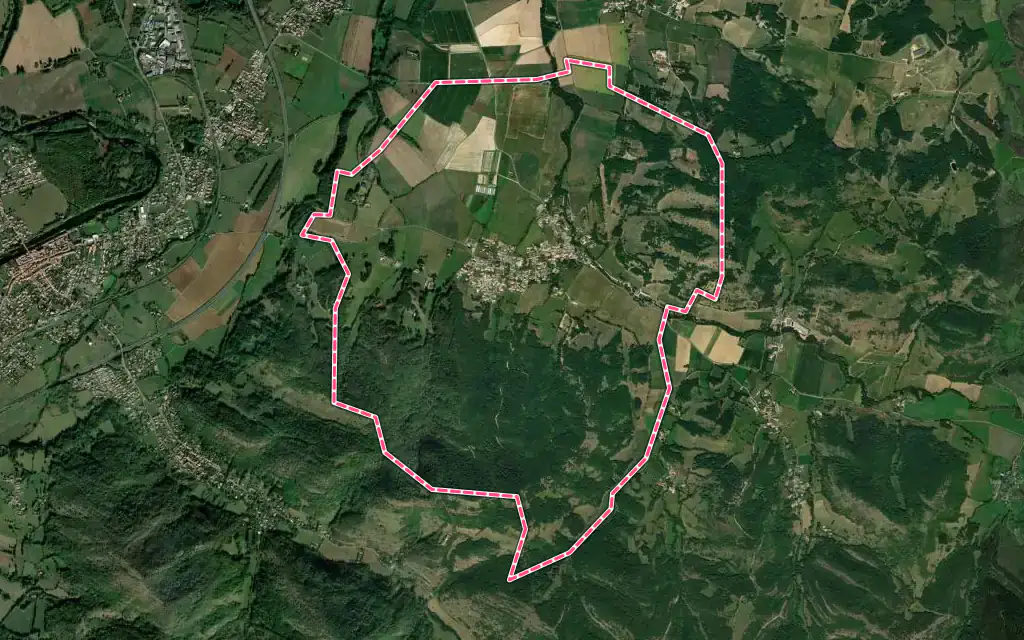 Vue satellite de Saint-Félix-de-Rieutord avec ses contours administratifs