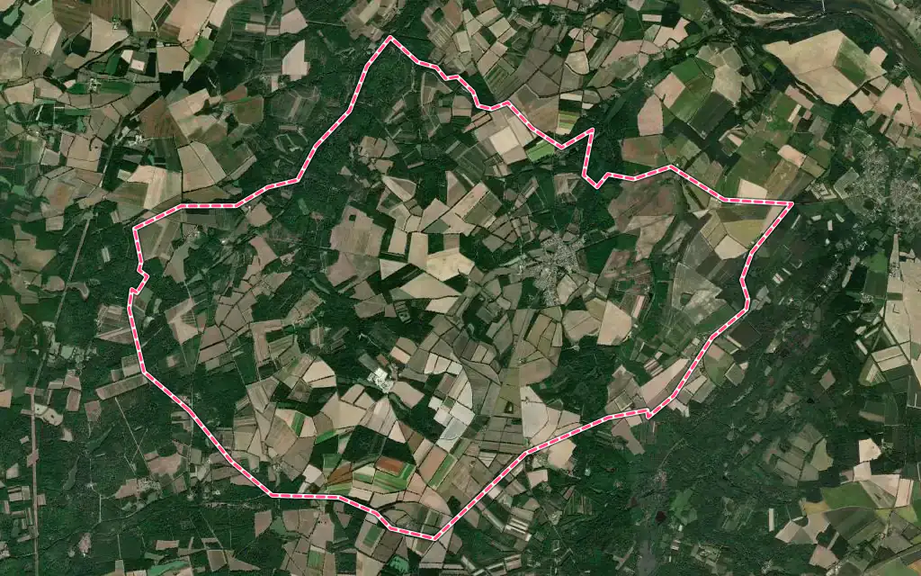 Vue satellite de Saint-Florent avec ses contours administratifs