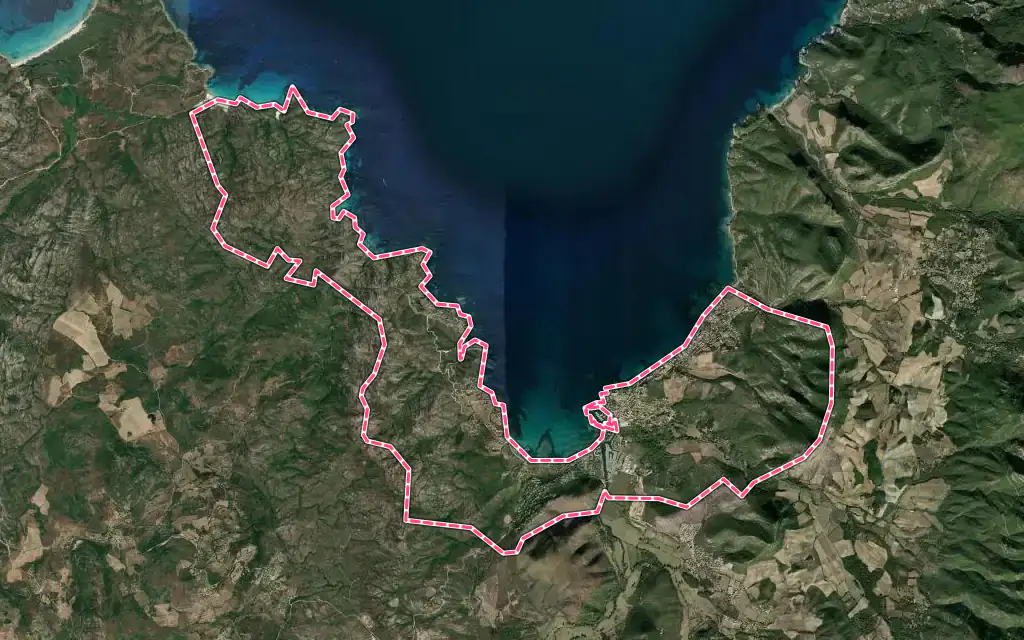 Vue satellite de Saint-Florent avec ses contours administratifs