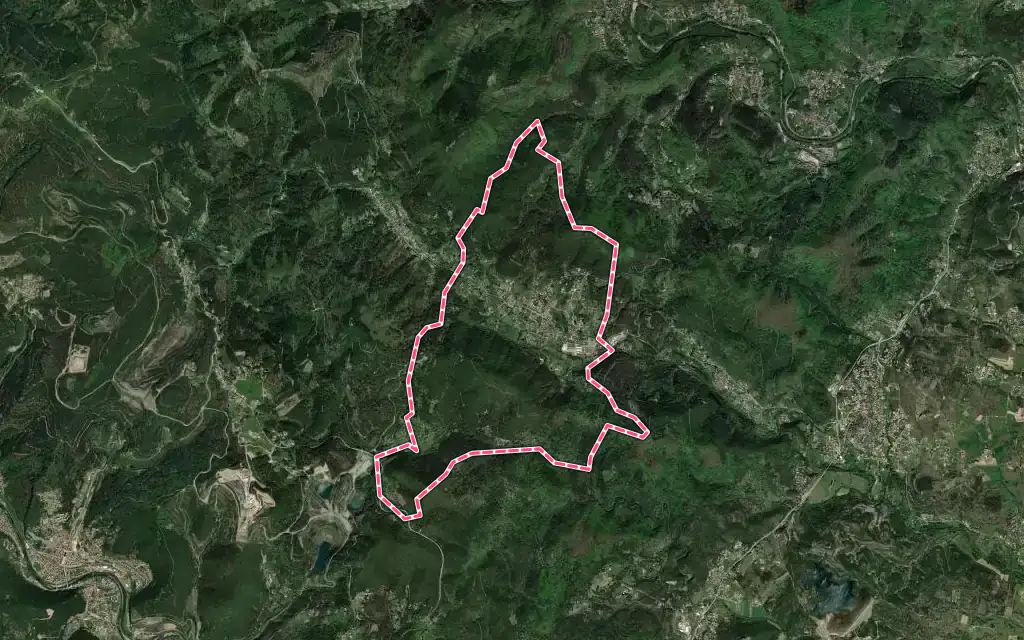 Vue satellite de Saint-Florent-sur-Auzonnet avec ses contours administratifs