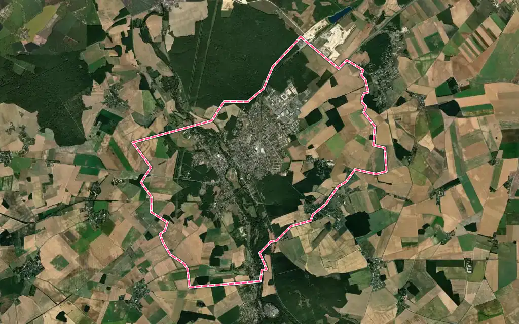 Vue satellite de Saint-Florent-sur-Cher avec ses contours administratifs