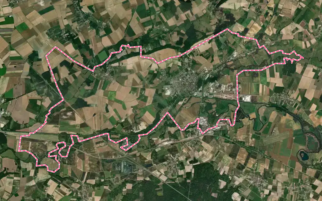 Vue satellite de Saint-Florentin avec ses contours administratifs