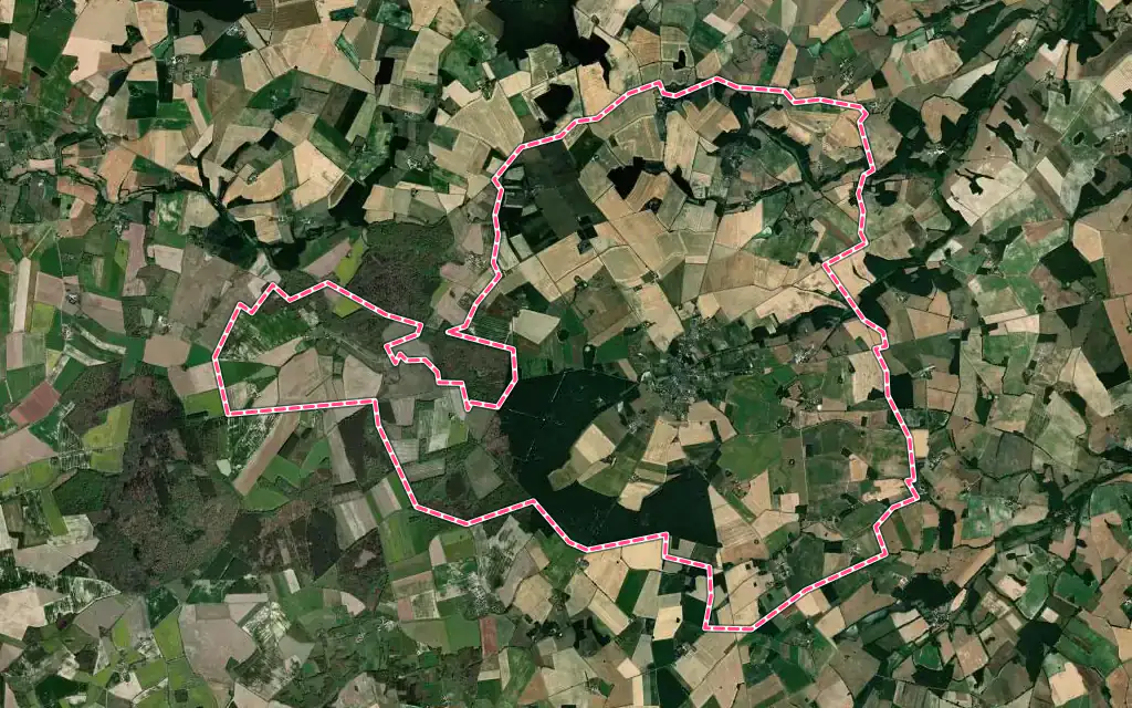 Vue satellite de Saint-Flovier avec ses contours administratifs
