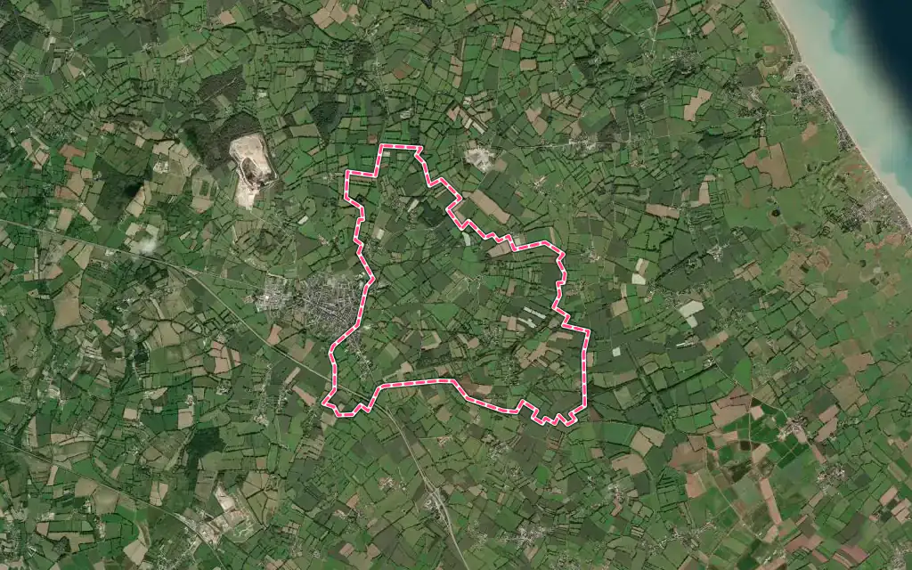Vue satellite de Saint-Floxel avec ses contours administratifs