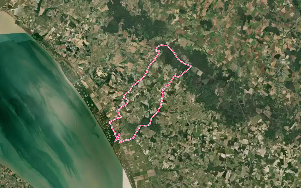 Vue satellite de Saint-Fort-sur-Gironde avec ses contours administratifs