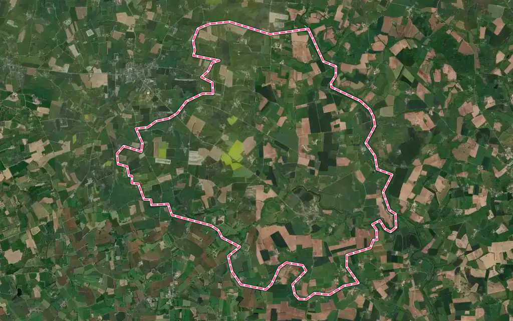 Vue satellite de Saint-Fraimbault avec ses contours administratifs