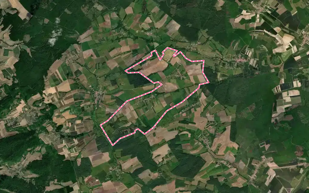 Vue satellite de Saint-François-Lacroix avec ses contours administratifs