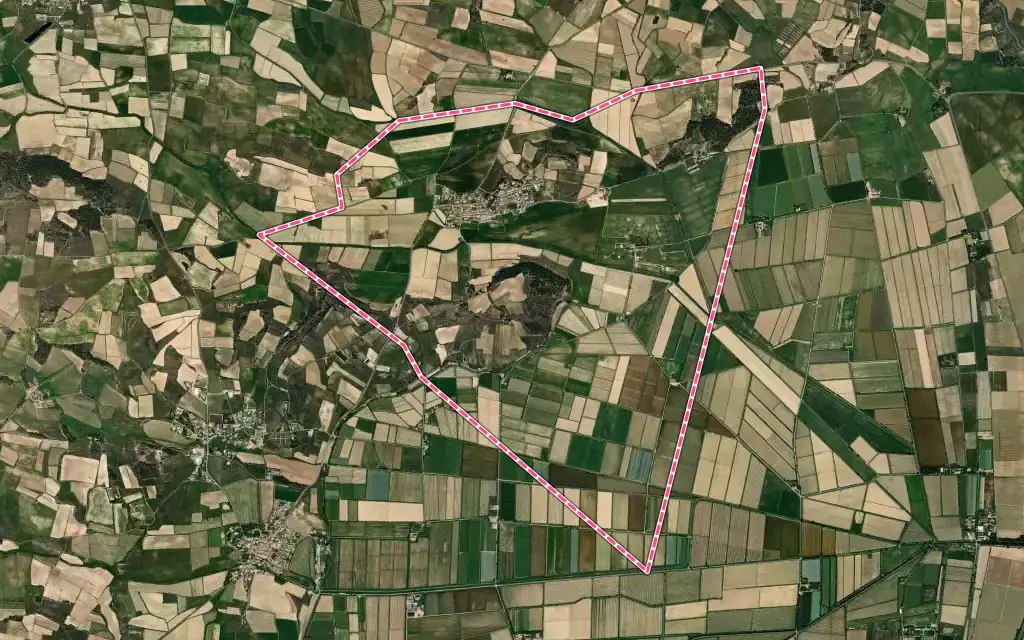 Vue satellite de Saint-Frichoux avec ses contours administratifs