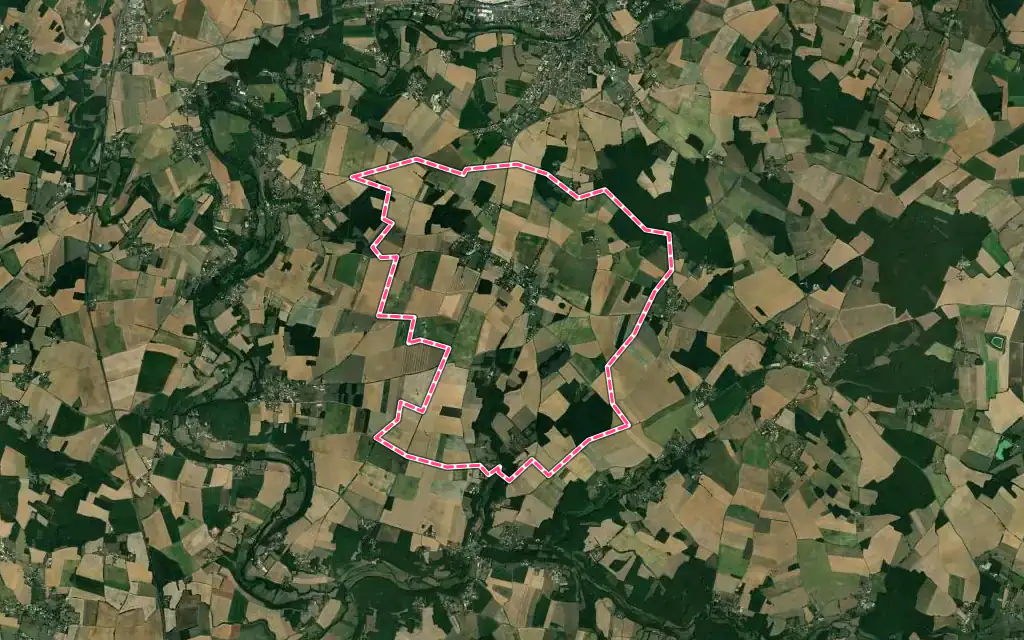 Vue satellite de Saint-Gaudent avec ses contours administratifs