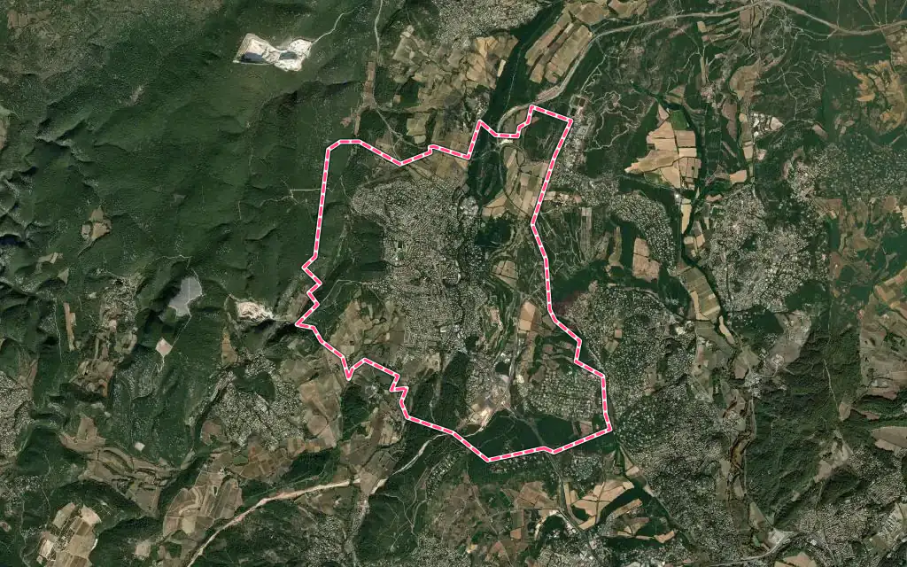 Vue satellite de Saint-Gély-du-Fesc avec ses contours administratifs