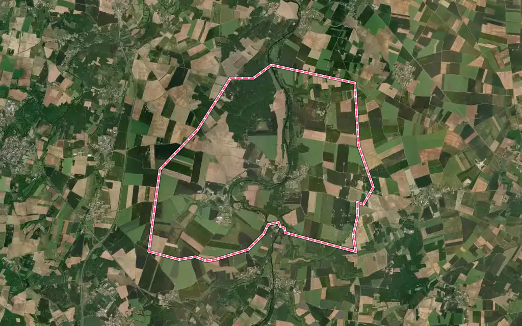 Vue satellite de Saint-Généroux avec ses contours administratifs