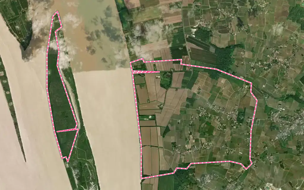 Vue satellite de Saint-Genès-de-Blaye avec ses contours administratifs