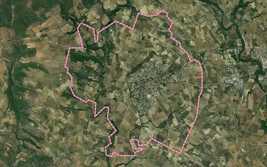 Vue satellite de Saint-Geniès-de-Fontedit avec ses contours administratifs