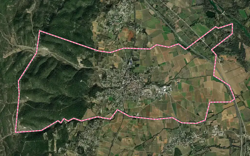 Vue satellite de Saint-Geniès-de-Malgoirès avec ses contours administratifs