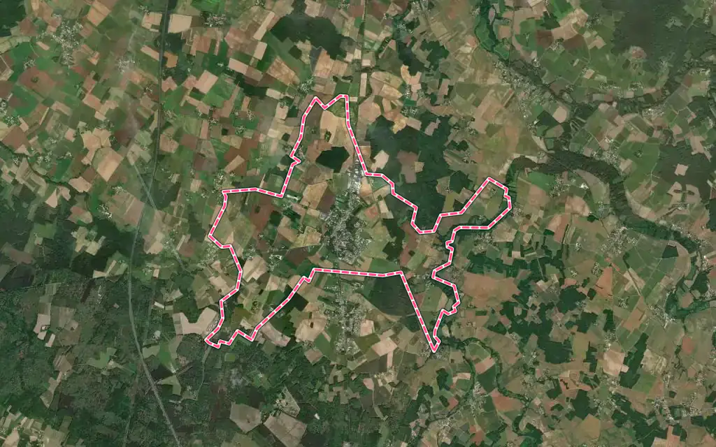 Vue satellite de Saint-Genis-de-Saintonge avec ses contours administratifs