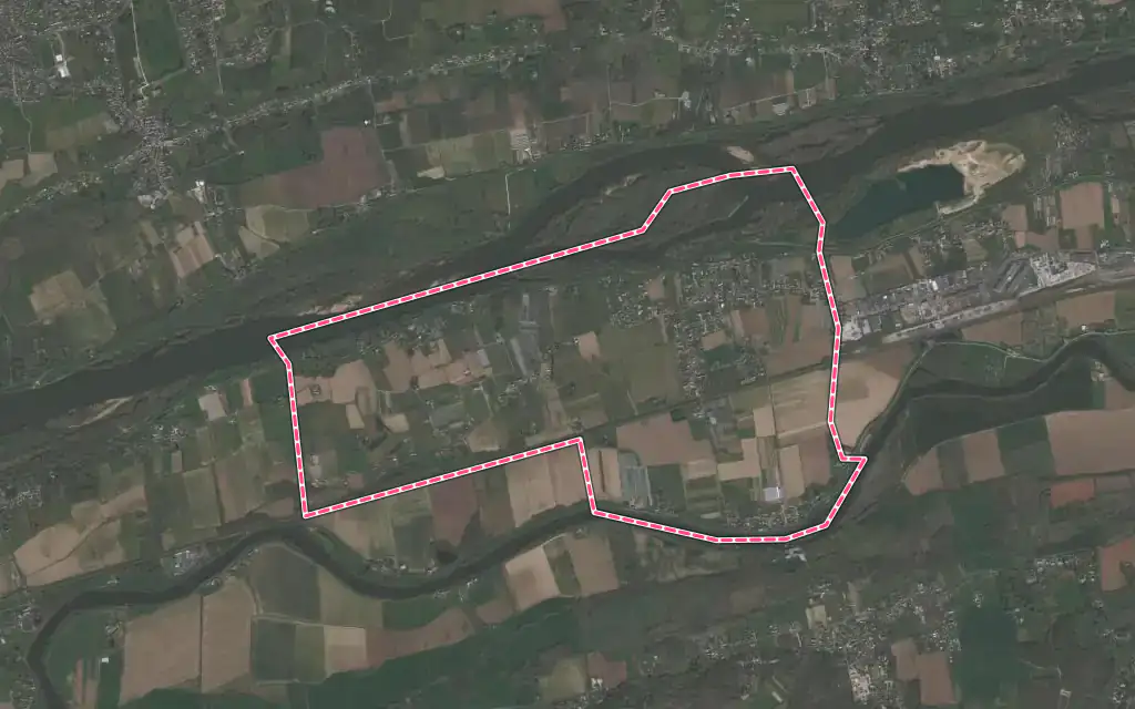 Vue satellite de Saint-Genouph avec ses contours administratifs