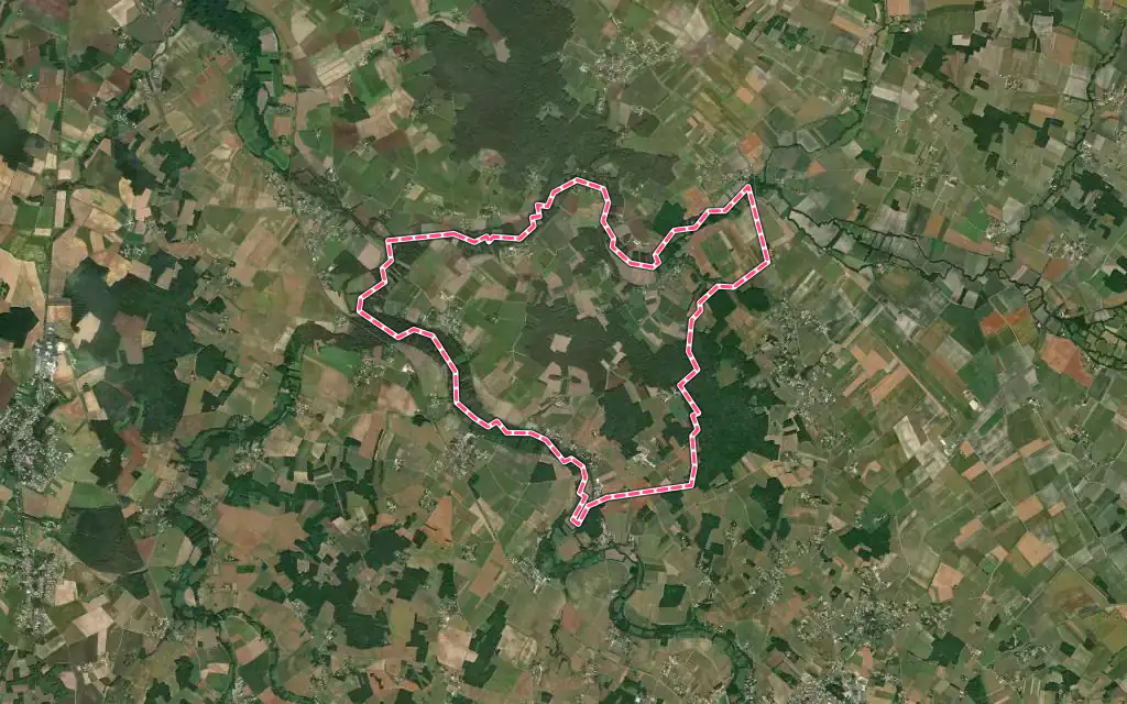 Vue satellite de Saint-Georges-Antignac avec ses contours administratifs