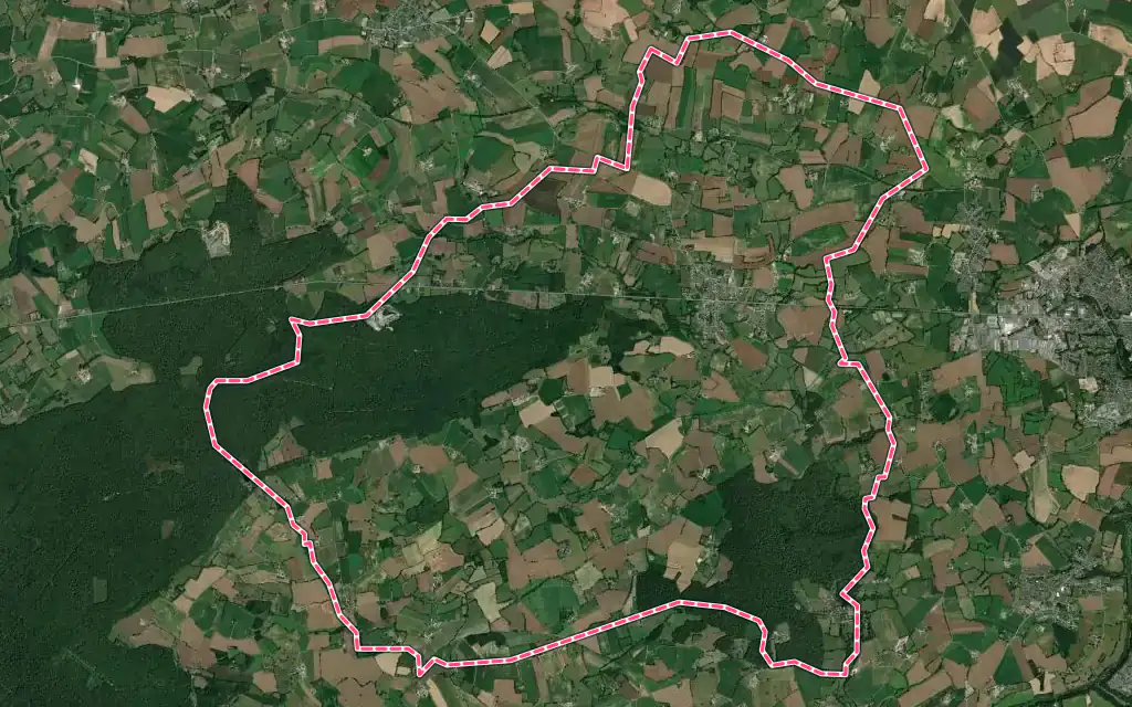 Vue satellite de Saint-Georges-Buttavent avec ses contours administratifs