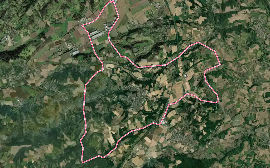 Vue satellite de Saint-Georges-d'Espéranche avec ses contours administratifs