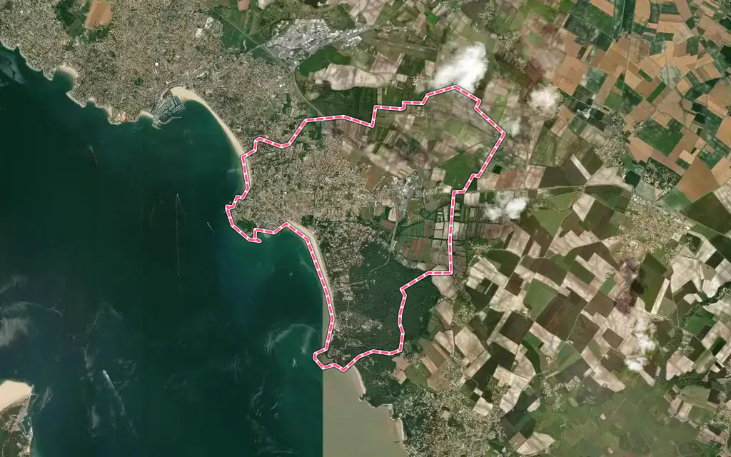 Vue satellite de Saint-Georges-de-Didonne avec ses contours administratifs