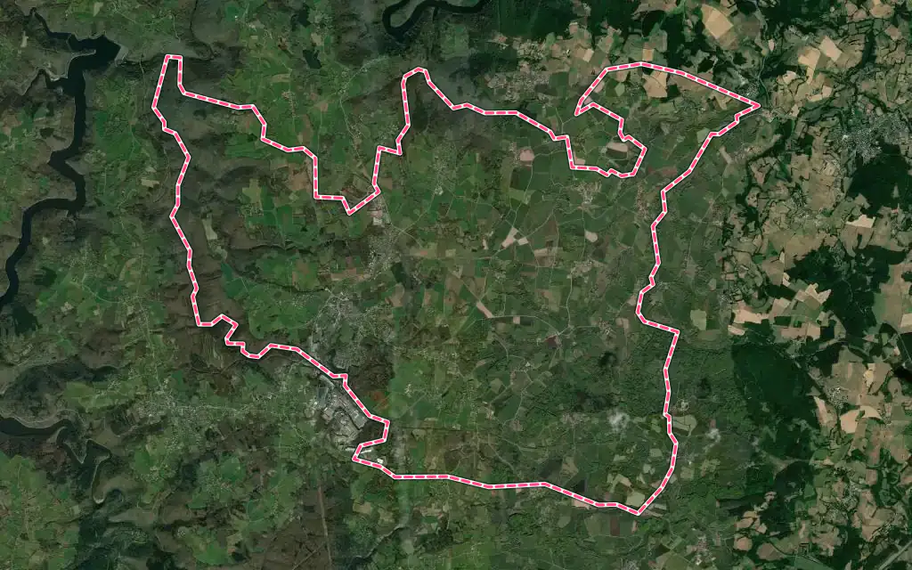 Vue satellite de Saint-Georges-de-Mons avec ses contours administratifs