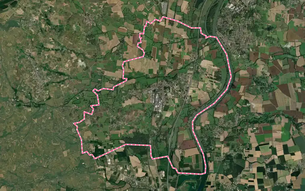 Vue satellite de Saint-Georges-de-Reneins avec ses contours administratifs