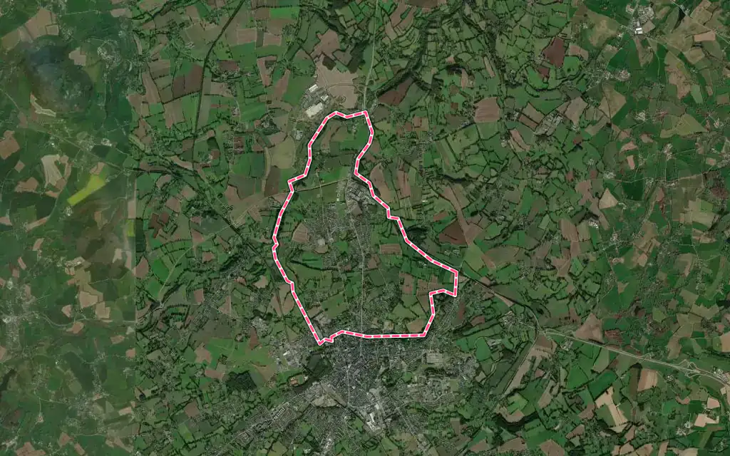 Vue satellite de Saint-Georges-des-Groseillers avec ses contours administratifs