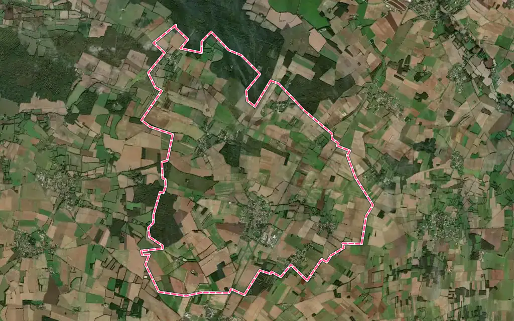 Vue satellite de Saint-Georges-du-Bois avec ses contours administratifs