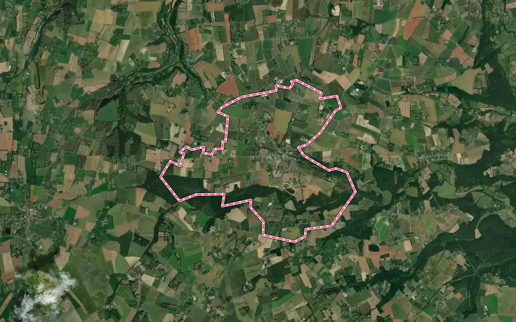 Vue satellite de Saint-Georges-du-Vièvre avec ses contours administratifs