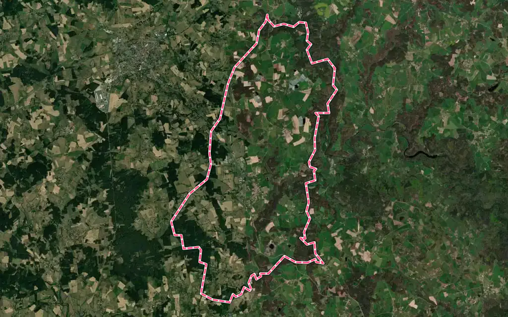 Vue satellite de Saint-Georges-Lagricol avec ses contours administratifs