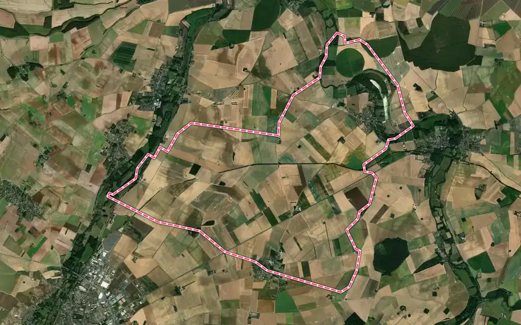 Vue satellite de Saint-Georges-sur-Arnon avec ses contours administratifs