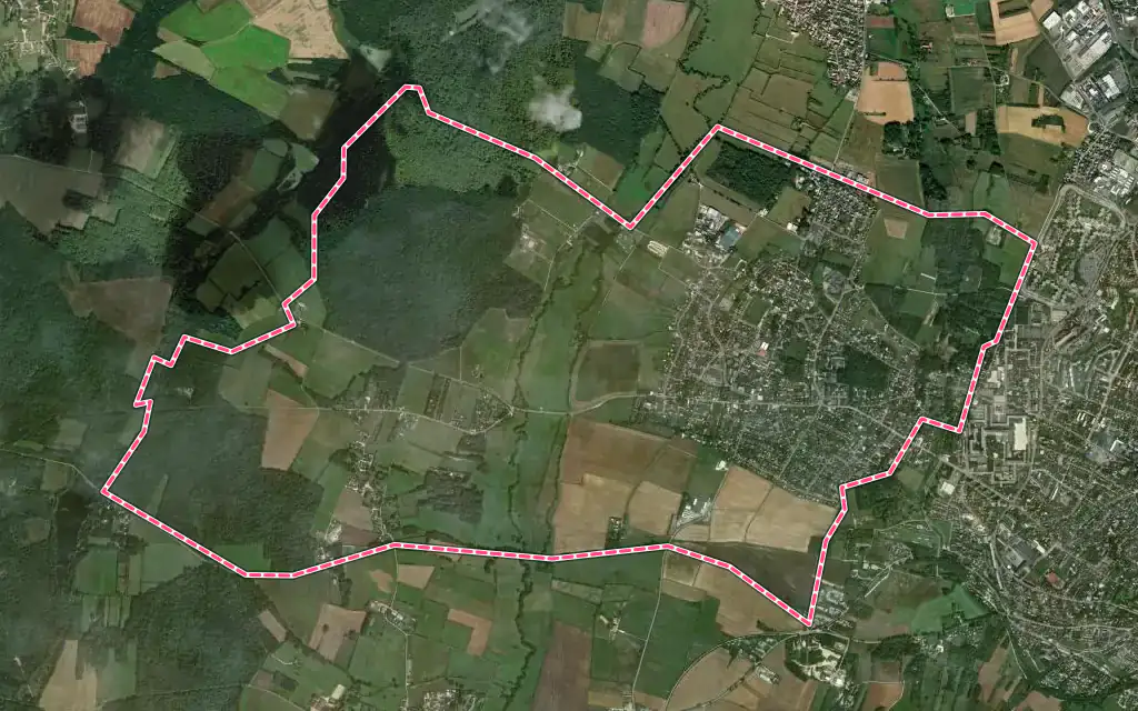 Vue satellite de Saint-Georges-sur-Baulche avec ses contours administratifs