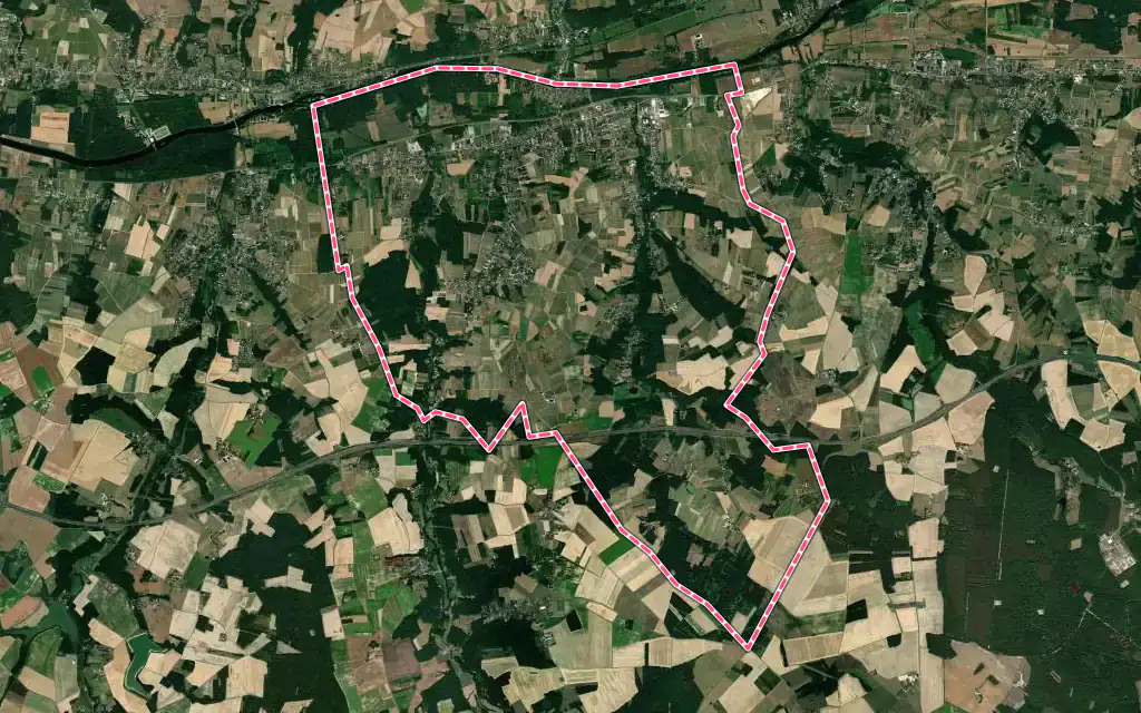 Vue satellite de Saint-Georges-sur-Cher avec ses contours administratifs