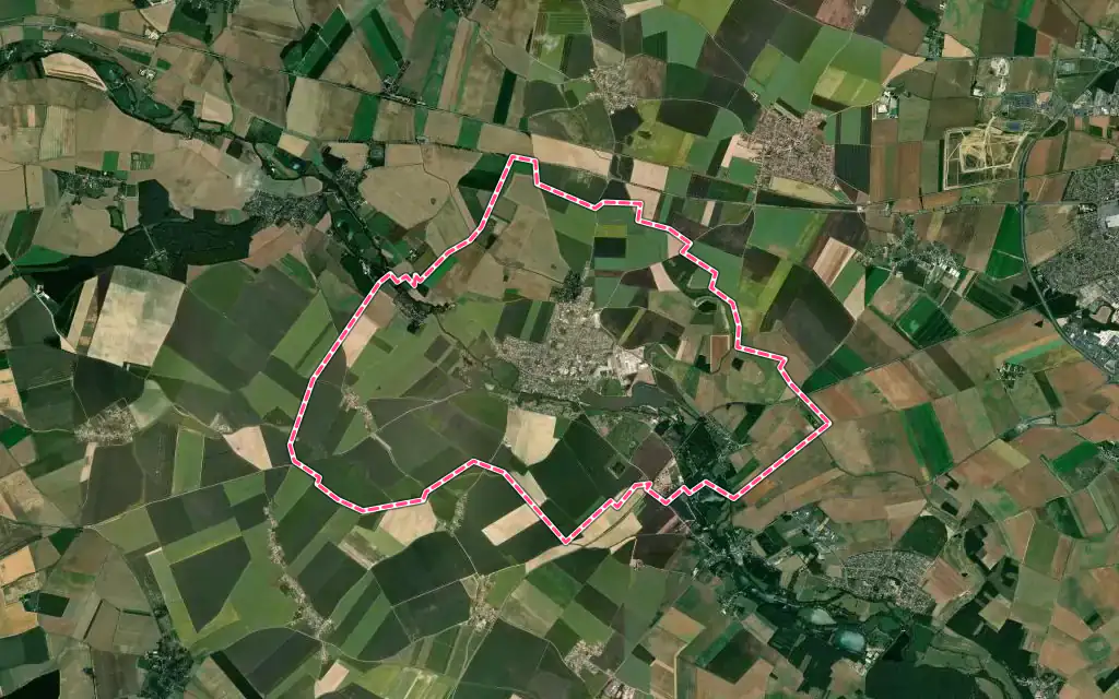 Vue satellite de Saint-Georges-sur-Eure avec ses contours administratifs