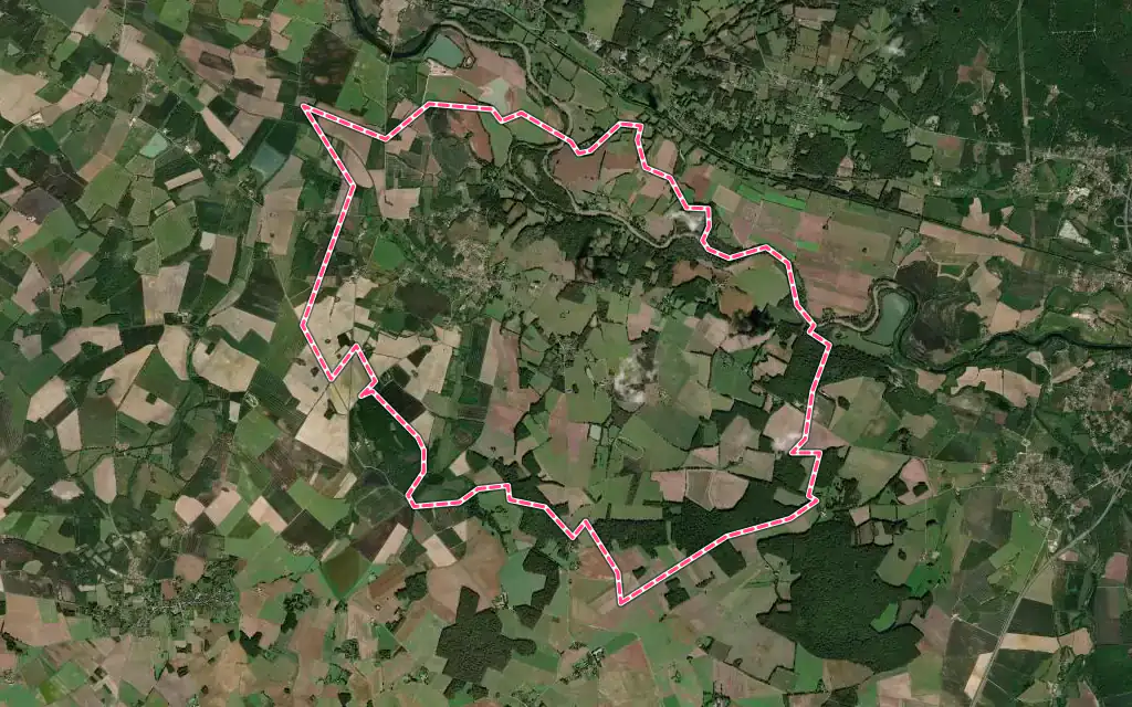 Vue satellite de Saint-Georges-sur-la-Prée avec ses contours administratifs