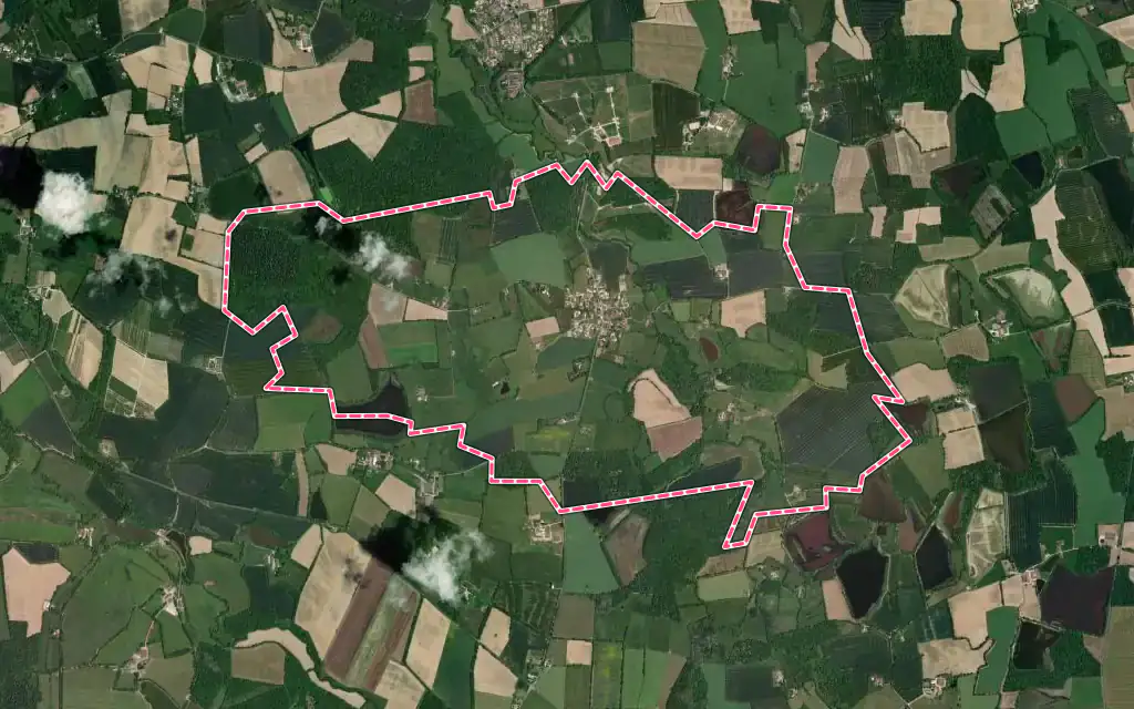 Vue satellite de Saint-Georges-sur-Renon avec ses contours administratifs