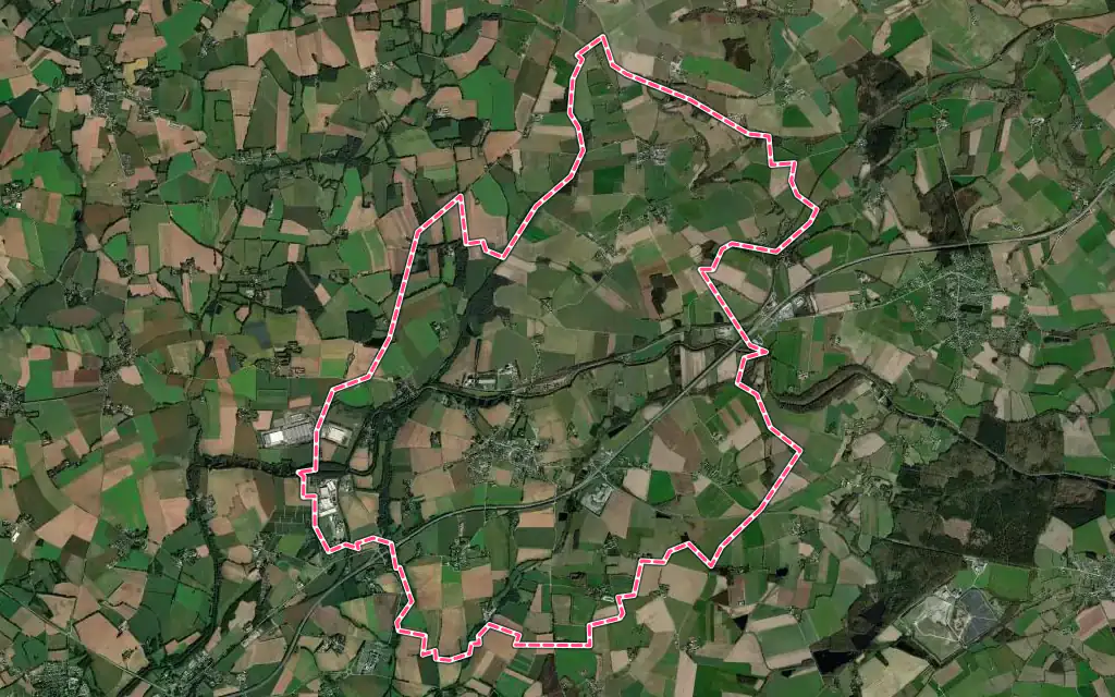 Vue satellite de Saint-Gérand-Croixanvec avec ses contours administratifs