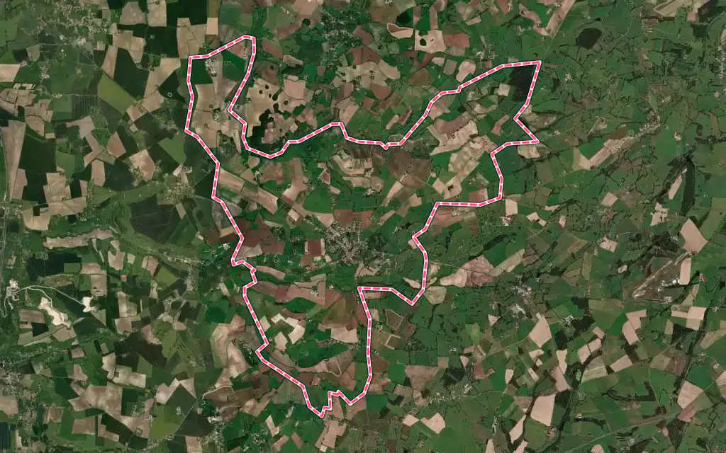 Vue satellite de Saint-Gérand-le-Puy avec ses contours administratifs